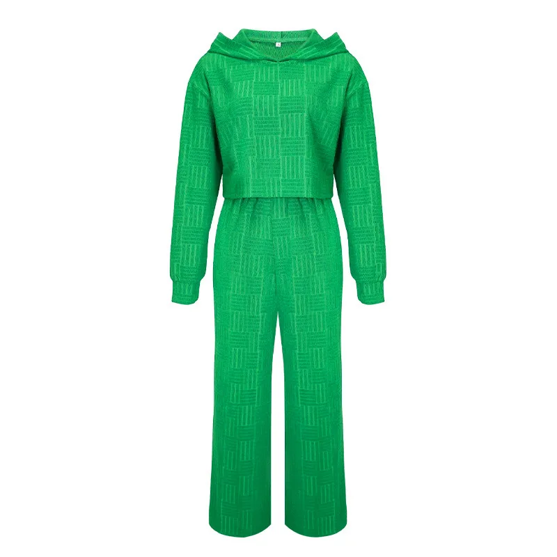 BKLD Women Clothing Autumn And Winter Hoodie Set Casual Fashion Solid Color Long Sleeve Tops And Wide Leg Pants Two Piece Sets
