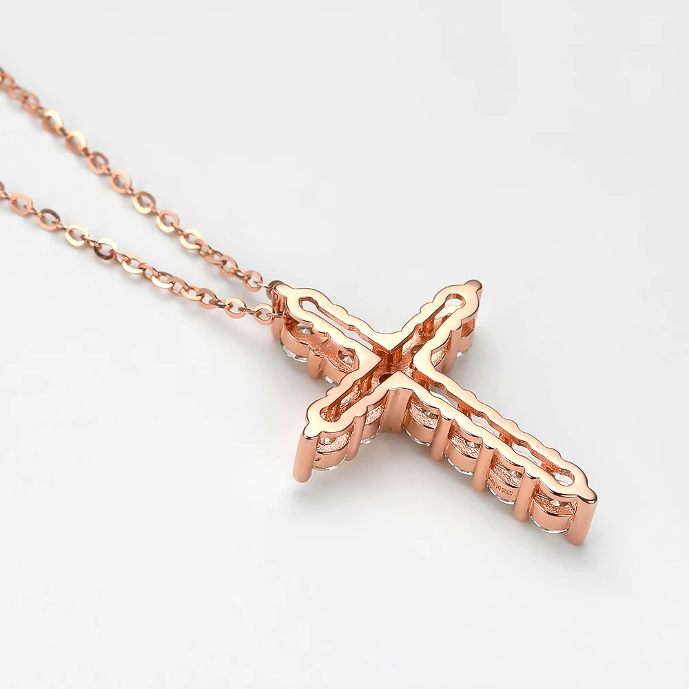 Pendant Necklace OEVAS Real 3mm moissanite 100% 925 Sterling Silver Sparkling Cross Pendnat Necklaces For Women Party Fine Jewelry Gift