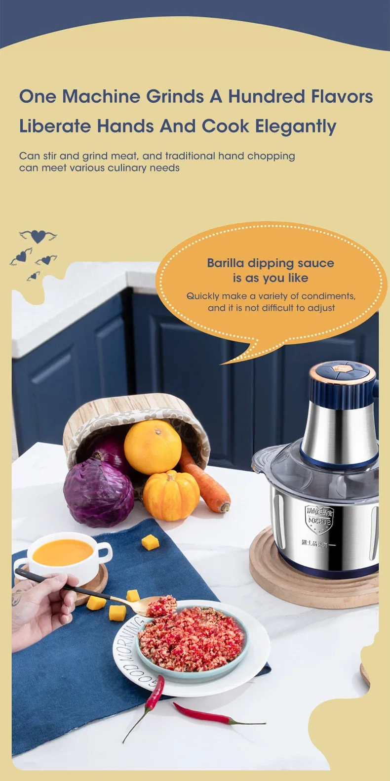 Description Picture 5 of item5L Electric Meat Grinders 304 Stainless Steel Food Crusher Multifunctional Vegetable Slicer Chopper Mincer Baby Food Processor
