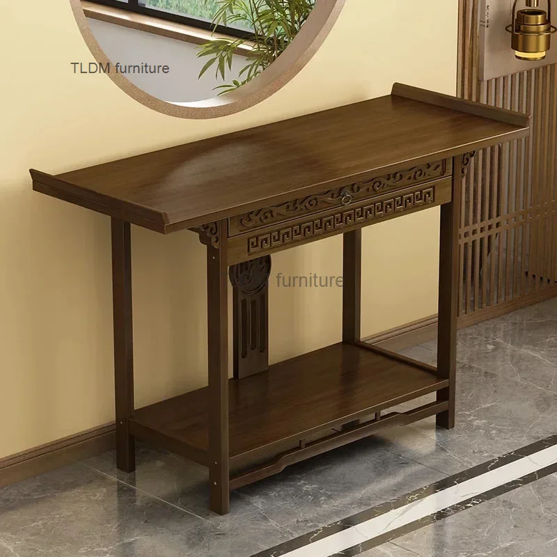 

Chinese Solid Wood Console Tables for Entry Hall Table Walnut Rectangular Wall Drawer Household Console Table for Living Room