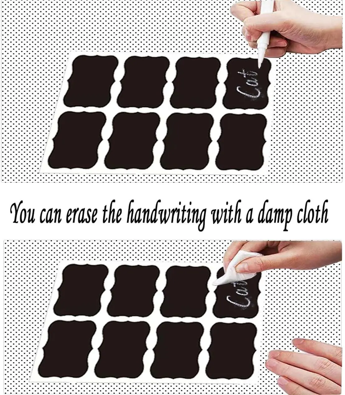 Erasable Chalkboard Labels 120pcs Assorted Shapes Removable Label Stickers Storage Bins Jars Bottle Labels Food Label Craft