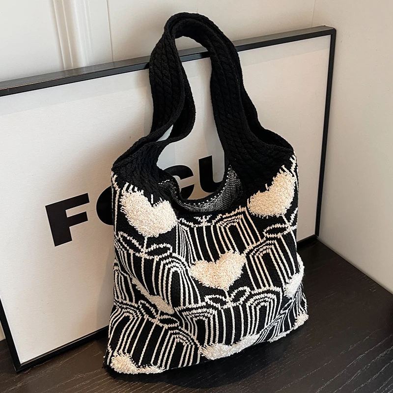 Knitted Shoulder Bag NEW Large Capacity Autumn Winter Casual Trendy All-match High-end Women's Fashion Large Capacity Handbag