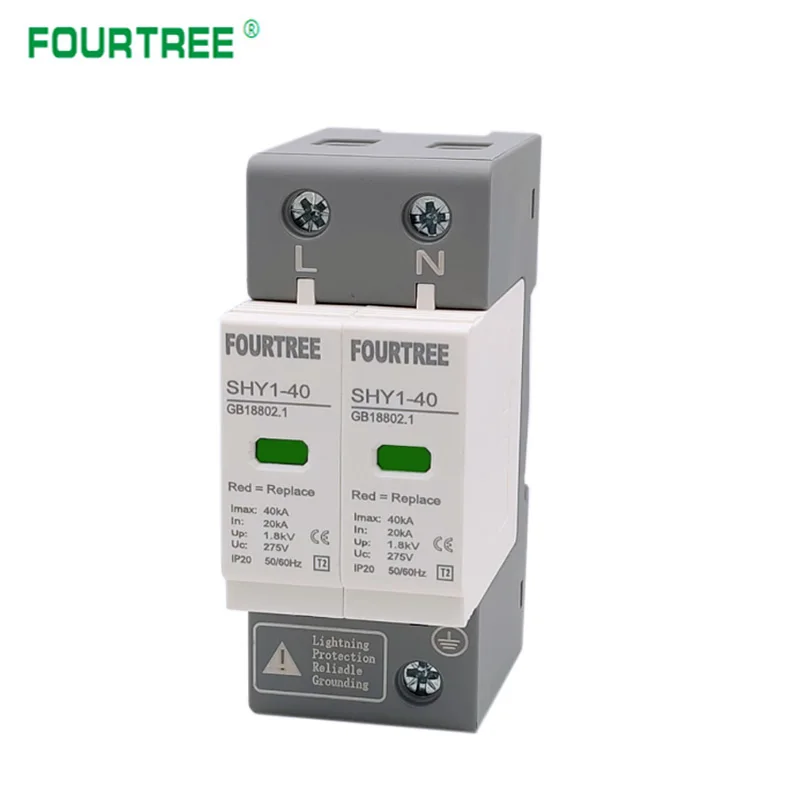 AC SPD Surge Protection 2P 3P 4P 10〜20KA/20〜40KA /30KA〜60KA House Lightning Protector Low-Voltage Arrester Protective Device surge protector