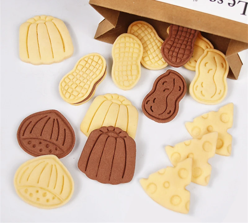 Description Picture 4 of itemCute Chestnut Canele Cheese Peanut Pattern Cookie Cutter Mold Plastic Biscuit Embossing Press Stamp Baking Cake Decorating Tool
