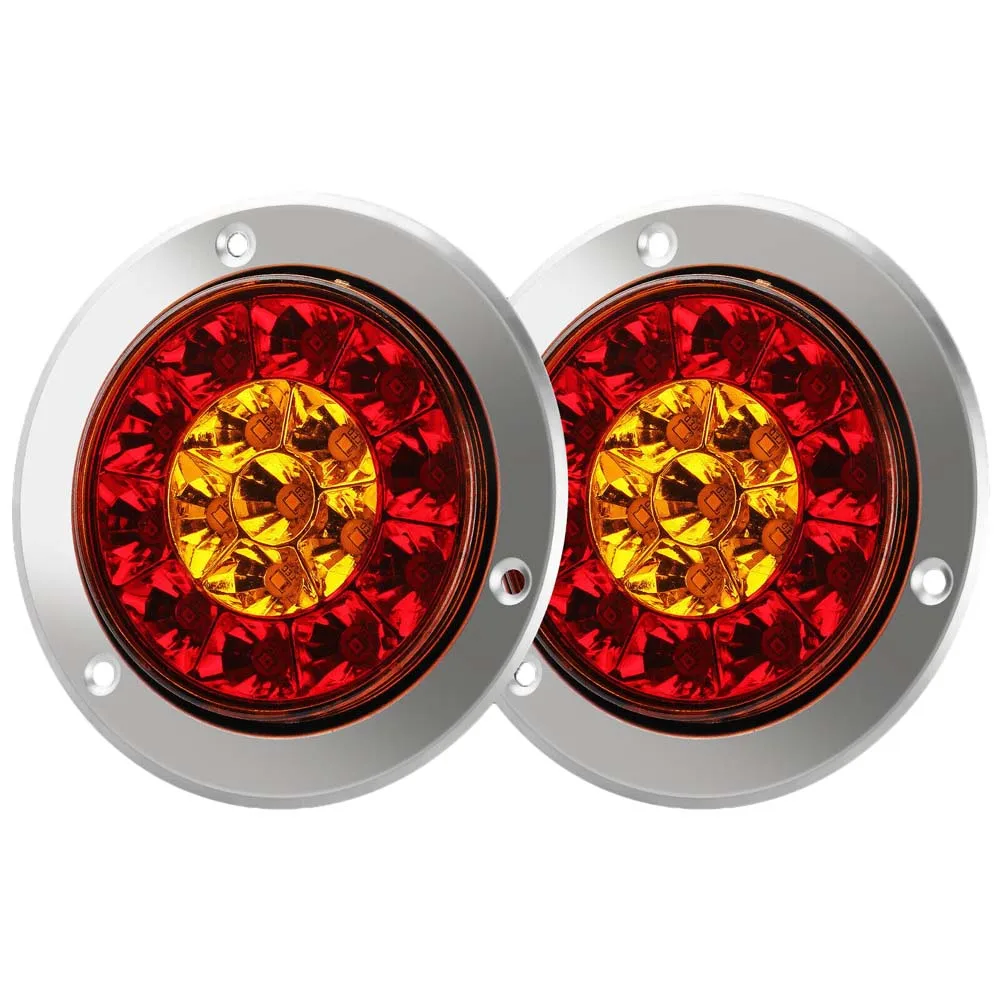 

Car Brake Lights Car Accessories Silver Tail Stop Lamp 16LEDs 24V 2pcs ABS Brake Lamps Car Turn Light For Truck