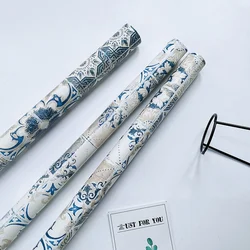 Blue Pattern Waterproof  Self Adhesive Contact Paper for Kitchen Bathroom Removable Counter Paper Peel and Stick Wallpaper Decor
