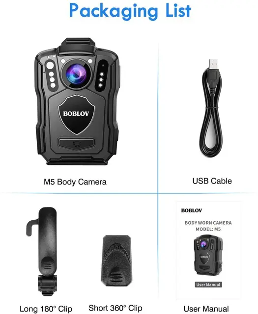 Bodycam BOBLOV M5 128GB - 1440P, Visione Notturna, Impermeabile IP67, Per Forze Dell'ordine E Sicurezza - Foto 3