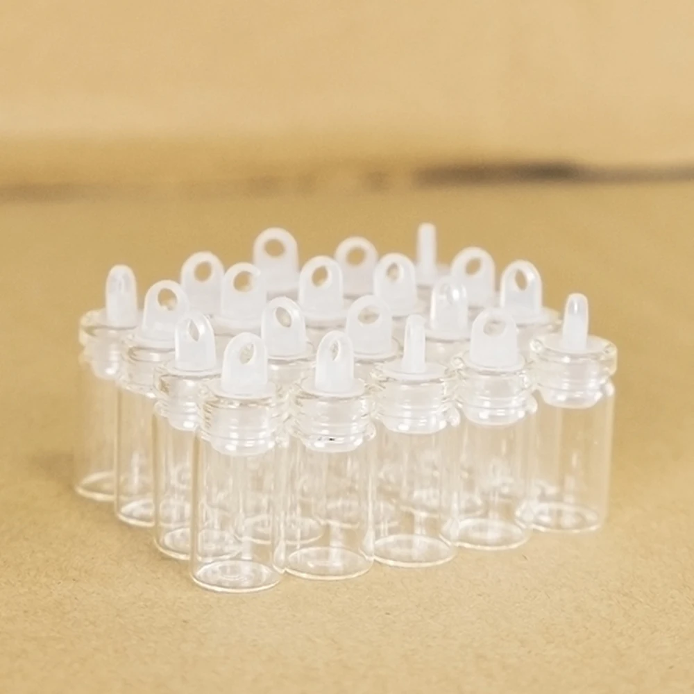 20/100pcs 1ml Mini Glass Bottles Pendants With Plastic Stopper Small Bottle Decoration Crafts Vials Jars 3