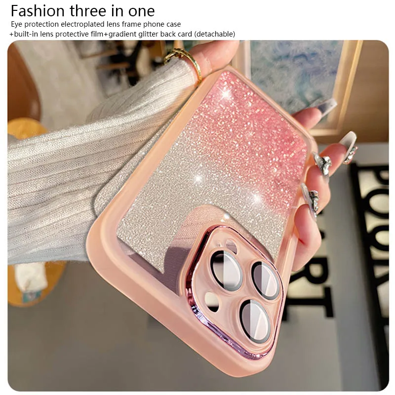 Elegant Glitter Shockproof Phone Case with Clear Silicone Back Cover