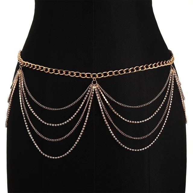 Crystal Waist Chain Belt Layered Rhinestone Belly Body Chain Beach Jewelry For Women Party Tassel Accessories 3