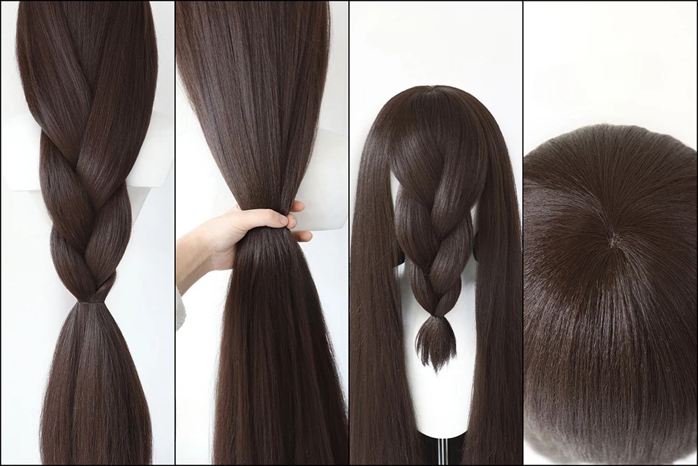 Cosplay Perücke 100cm Lila mit Pony, 500g, Hitzebeständig, Synthetic Hair 4