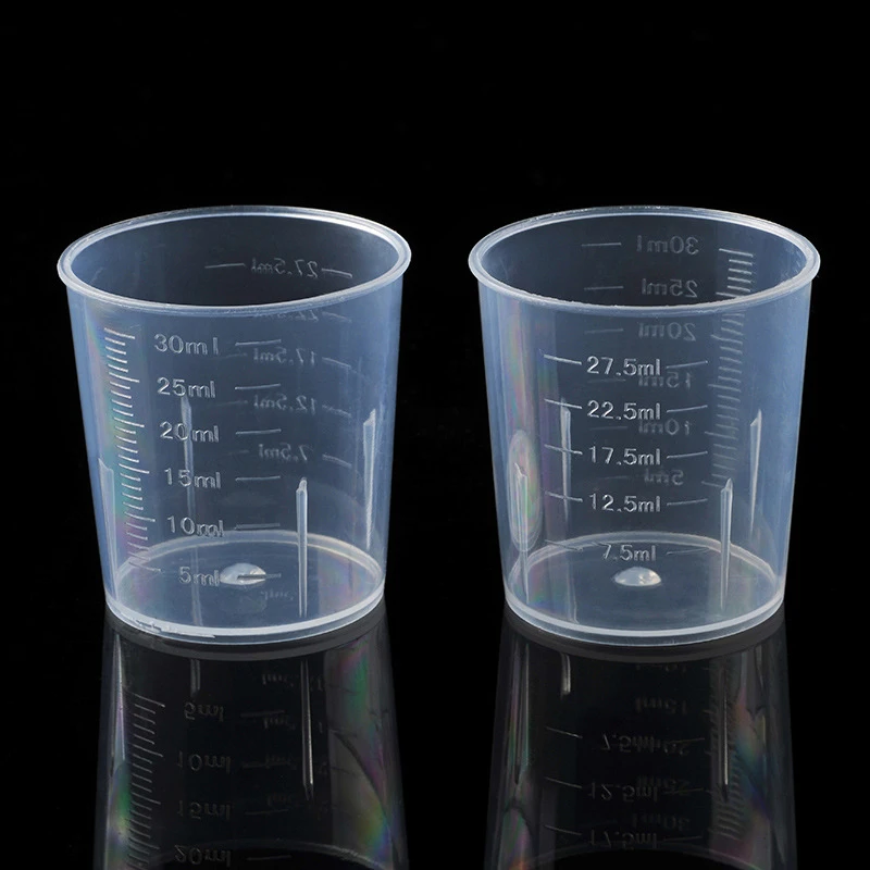

Пластиковые мерные стаканчики, мерный прозрачный контейнер для жидкости для Смешивания Краски, эпоксидной смолы, 30 мл