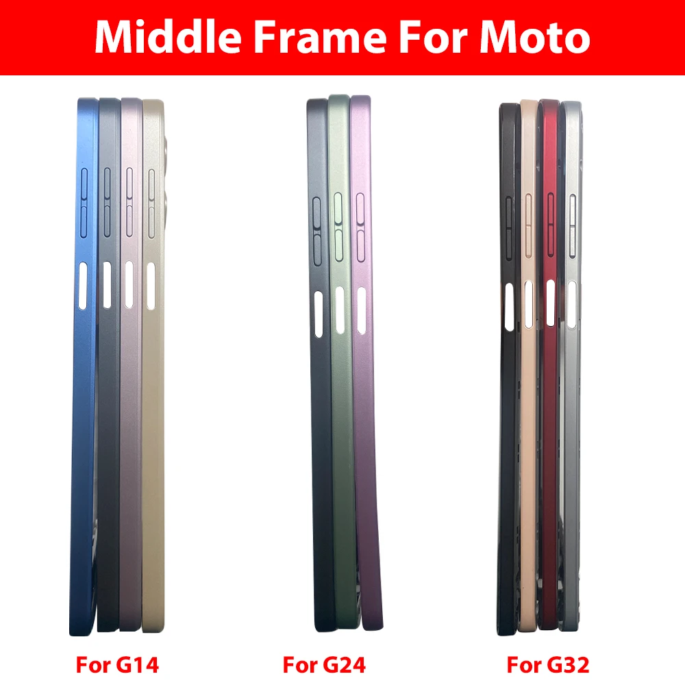 Moto G14 G24 G32 G24 Power 중간 프레임 수리 및 교체 부품용 새 뒷면 커버 중간 프레임 홀더 하우징