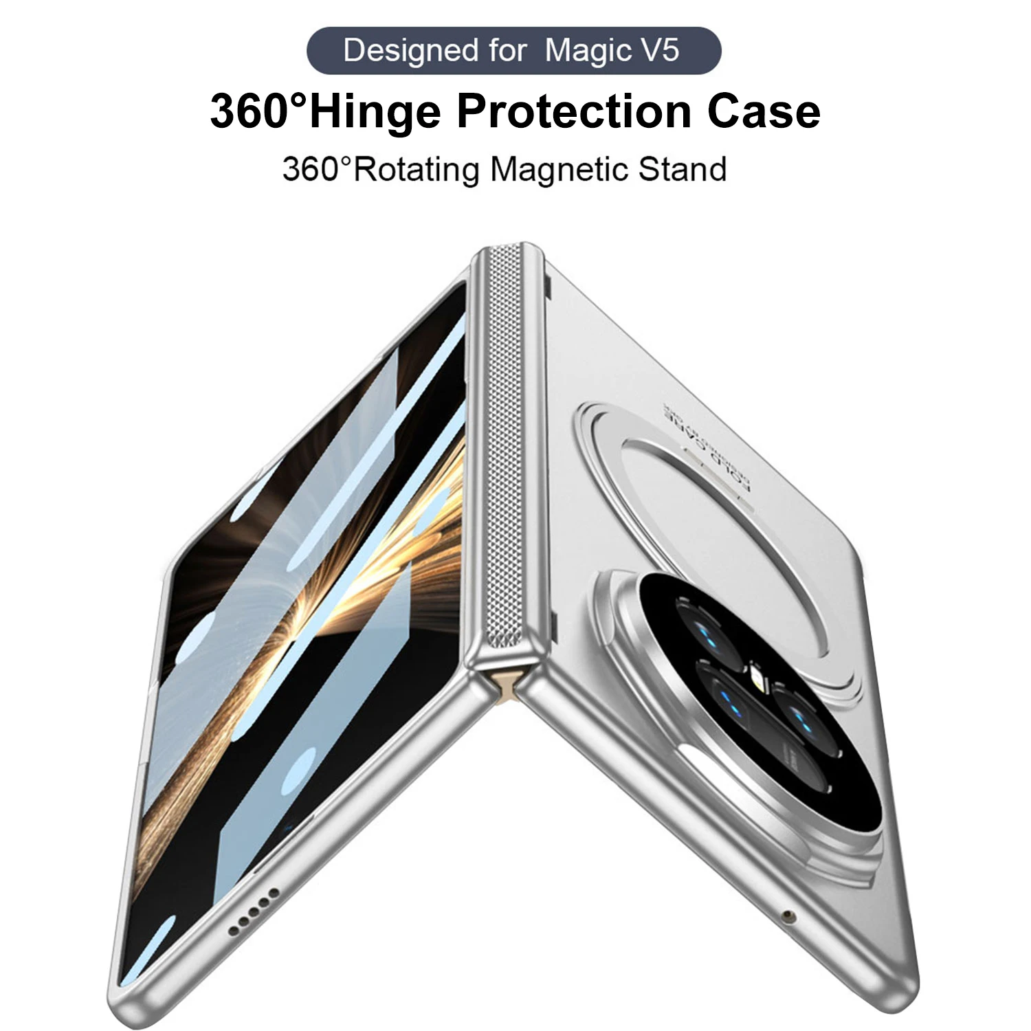 For Huawei Honor Magic V5 Case Hard With Ring Stand Magnetic wireless charging Protect Back Cover Case For Magic V5 Phone Shell - 4