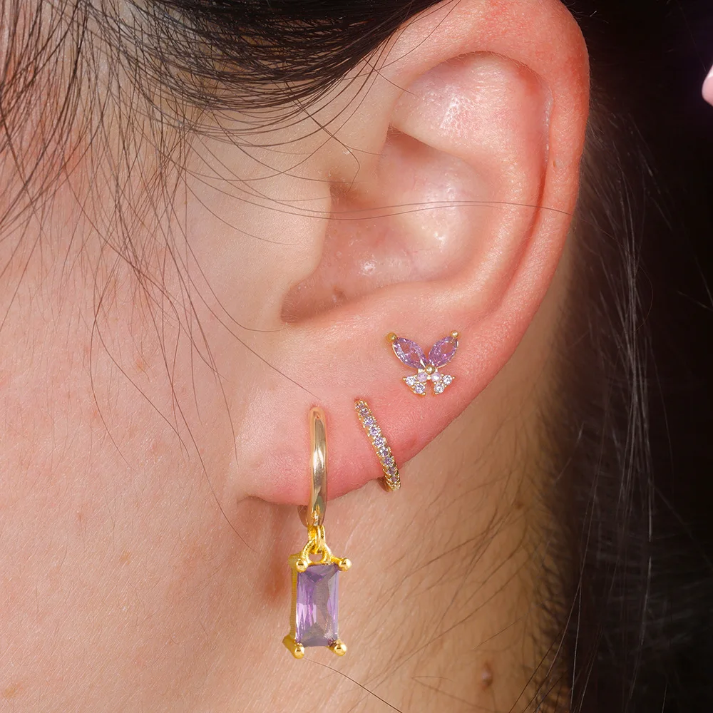 Elegant Rose Red Zircon Earrings