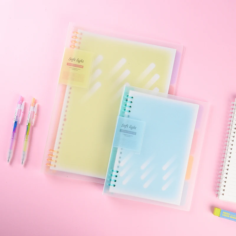 Cute Stationery PP Shell Loose Leaf Book B5 Removable Core Planner 8 Rings Light Color 40 Sheets Detachable Binder Notebook