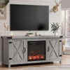 Fireplace TV Stand for Up to 65 Inches TVs, Farmhouse Center with Grooved Barn Doors, Media Console Table with Storage Cabinets 1