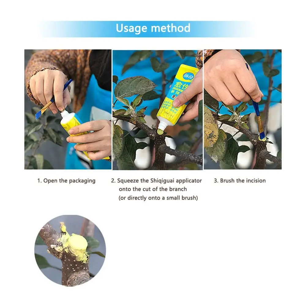 Tree Wound Bonsai Cut Paste 100g Plant Restoring Regrowth Sealant Smear Agent Pruning Compound Sealer With Brush Plant Wound Sealer