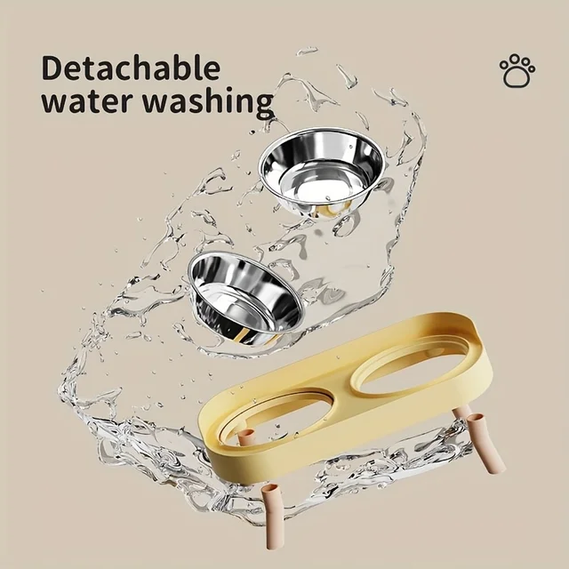 Single Set of Cat Feeding And Drinking Bowls with Dual Bowls, Various Colors And Styles for Dog Bowls, Suitable for All Pets 5
