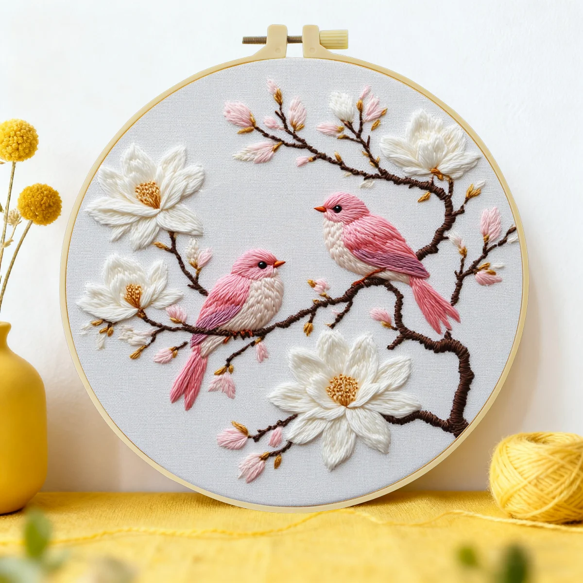 1 Stück 20X20CM/15X15CM 7,87/6,3 Zoll Der Vogel auf dem Ast Stickerei-Starter-Kit DIY-Kit DIY-Stickerei-Set Handarbeiten
