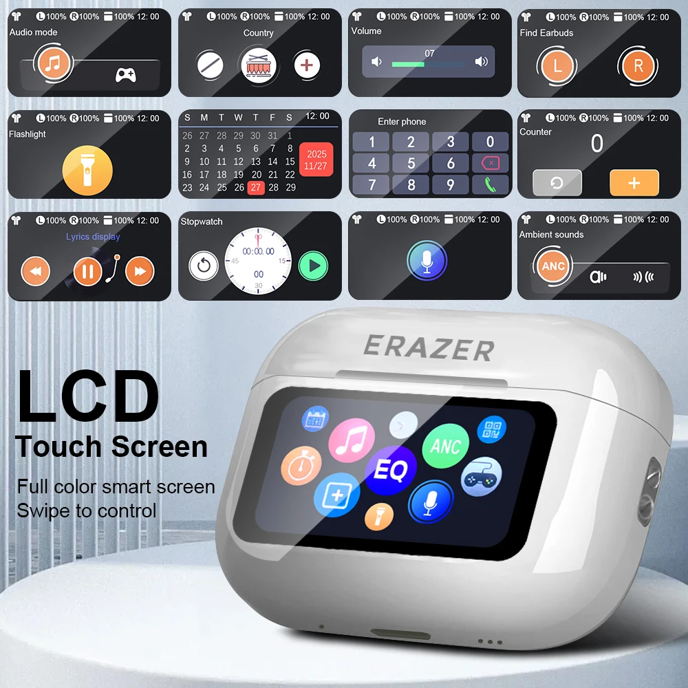 ERAZER Airs Pro Wireless Bluetooth Earphones with Touch Controls and ANC Noise Cancellation