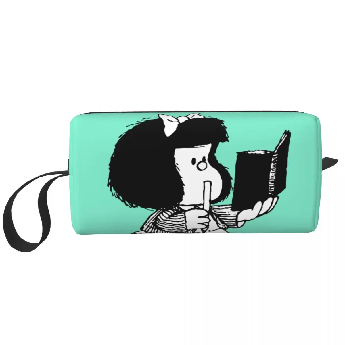 

Mafalda Reading Her Book Cosmetic Bag for Women Makeup Bags Kawaii Cartoon Travel Daily Toiletry Bag Organizer Merch