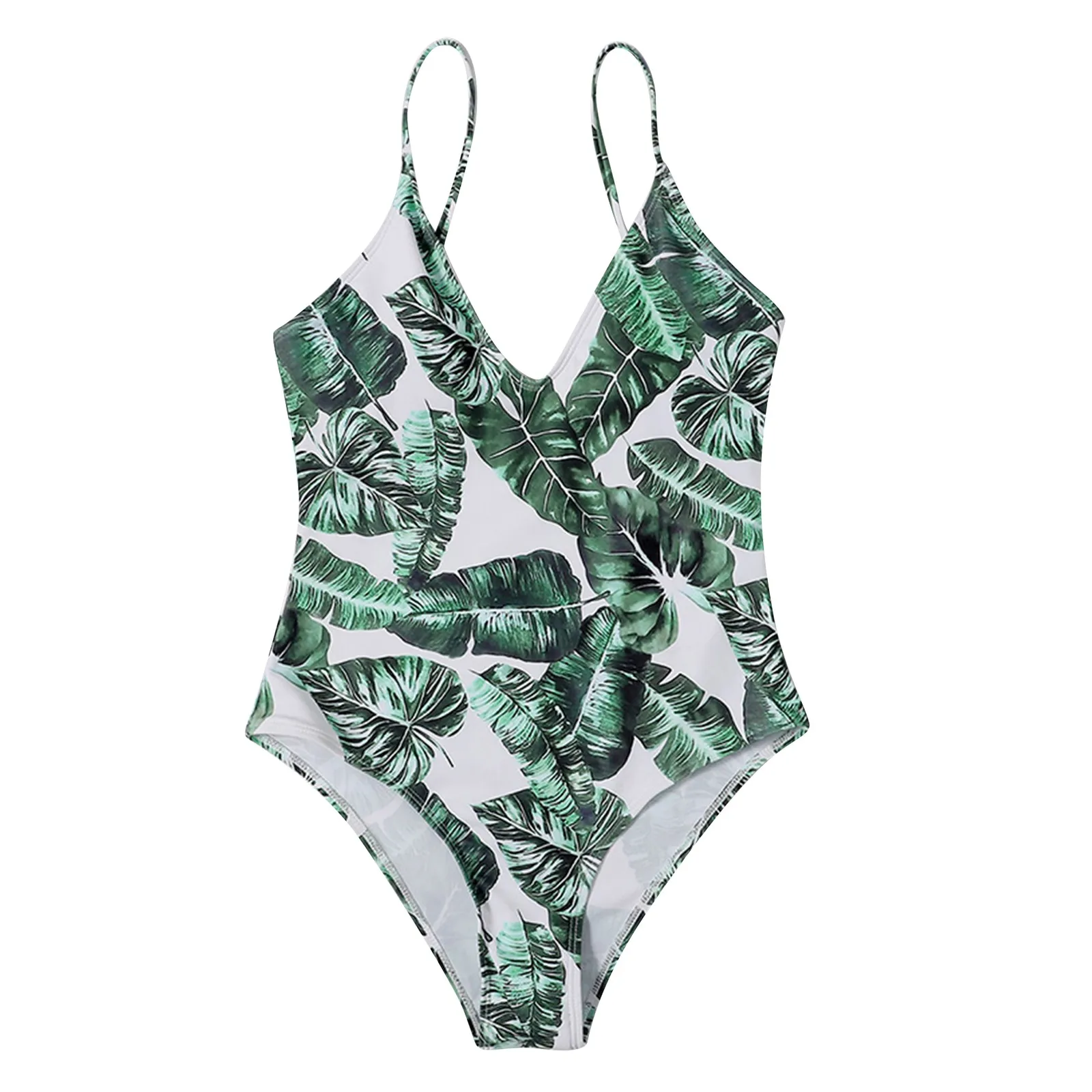 blue bikini set Green Leaf Print Swimsuit Bikini Women One Piece Swimwear Female Push Up Monokini Padded Beach Bathing Suits Bodysuits купальник triangle bikini set Bikini Sets