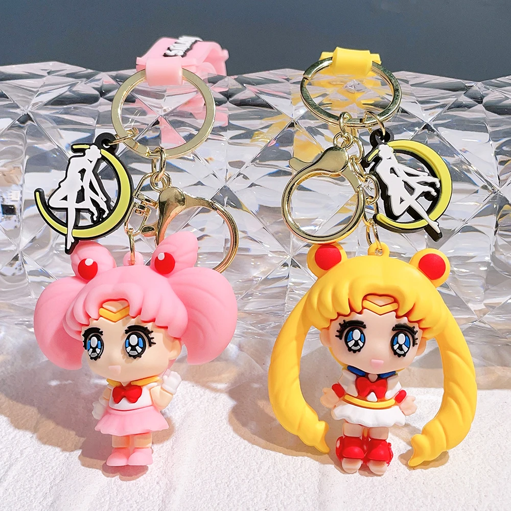 

Japanese Anime Sailor Moon Pendant Keychains Holder Car Key Chain Cartoon Key Ring Phone Bag Hanging Jewelry Kids Toys Gifts