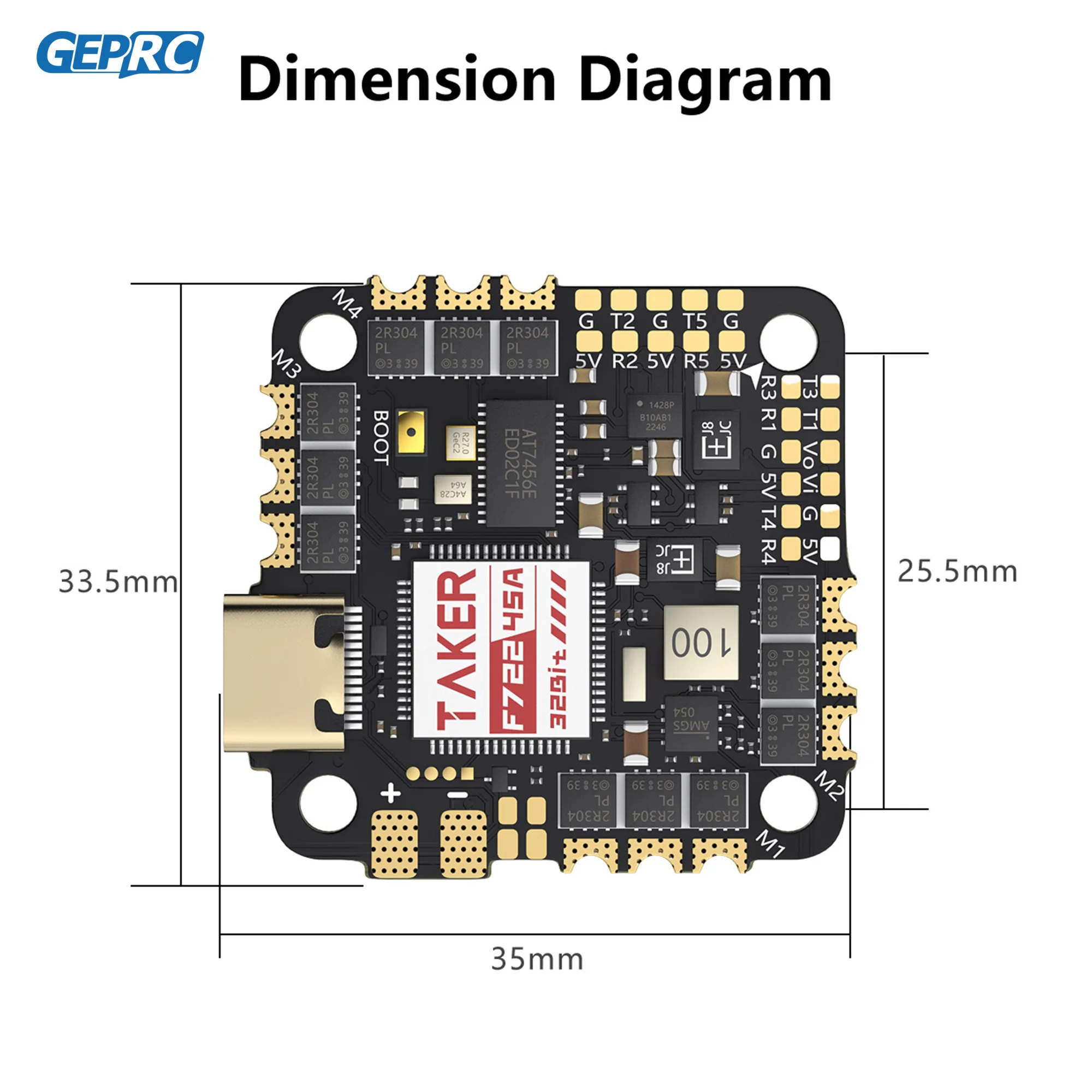 GEPRC TAKER F722 45A 32Bit AIO Зуммер 16MB Черный ящик 32Bit Анализ данных Запись полета Гоночный FPV Дрон thumbnail 5
