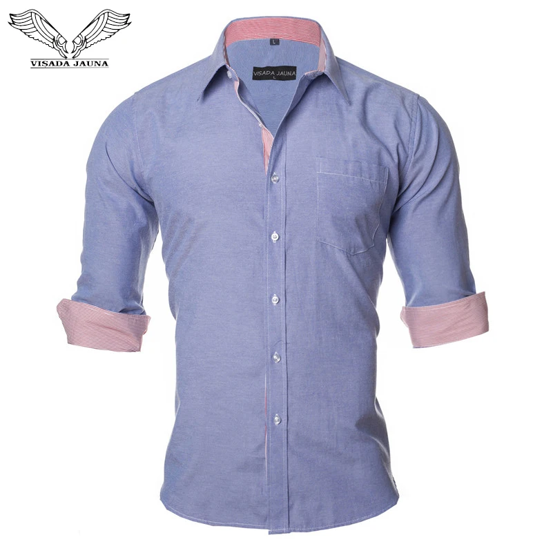 VISADA JAUNA Europe Size Men Shirt New Patchwork Male modis Clothing Chemise Business Casual LongSleeve camiseta masculina N9036