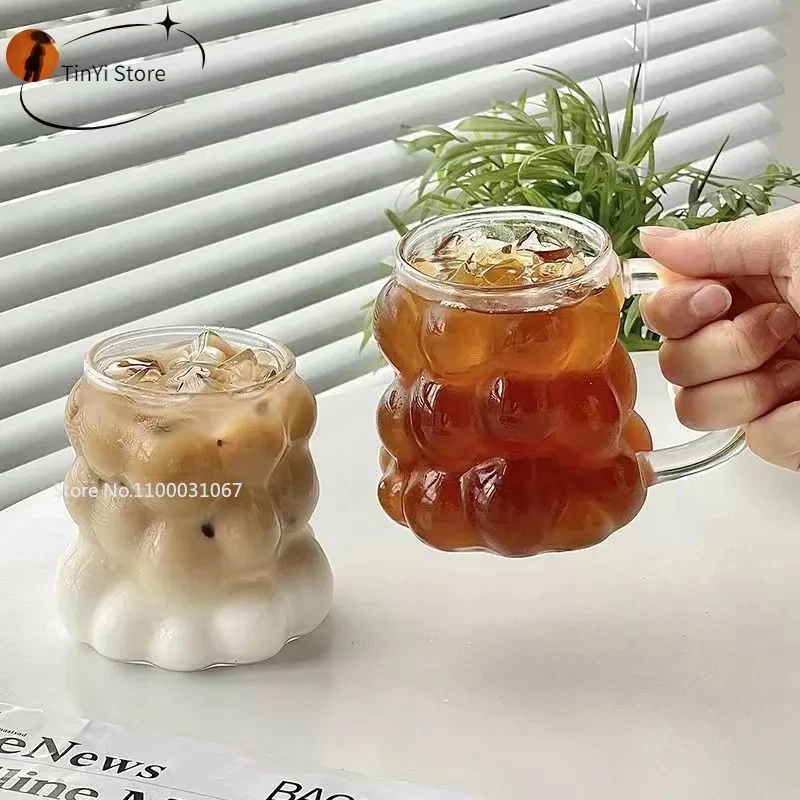 Glass cup Transparent Heat Resistant Glass Coffee Mug Glass Latte Cup Breakfast Mug Milk Water Cocktail Cup Beer Drinking Glasses