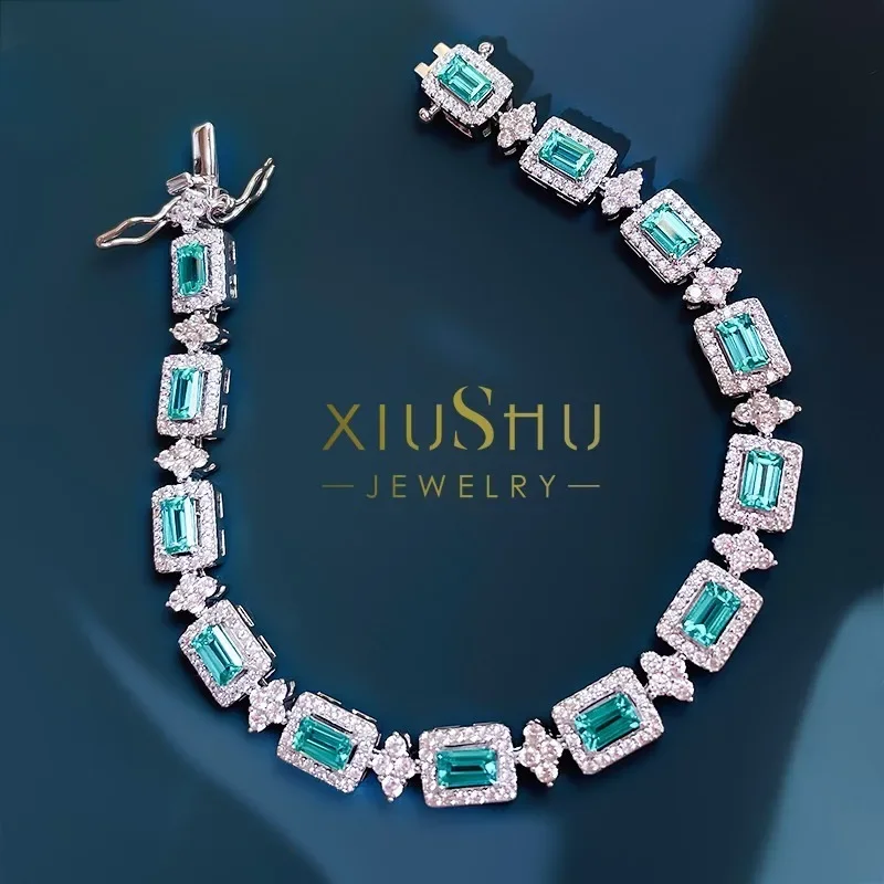 

Светлый браслет Desire Palaiba, роскошный, компактный, популярный турмалин с нефритовой огранкой, серебро 925 пробы, точная версия