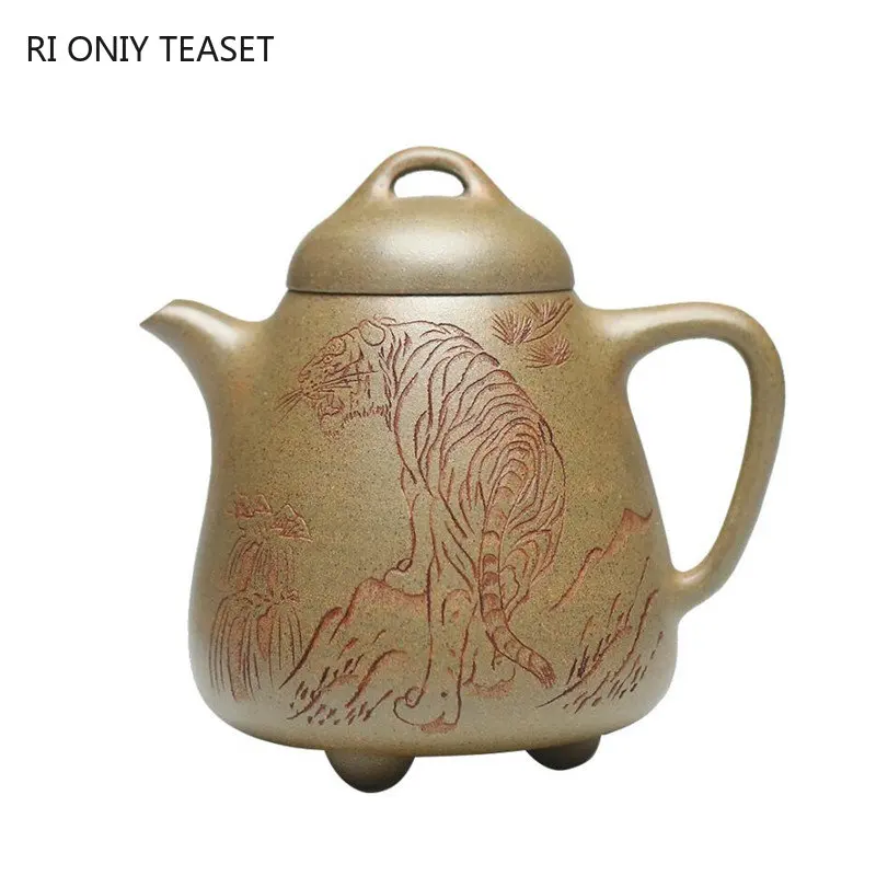 

220ml High-end Yixing Raw Ore Purple Clay Teapots Famous Artists Handmade High Stone Scoop Tea Pot Kettle Chinese Zisha Tea Set