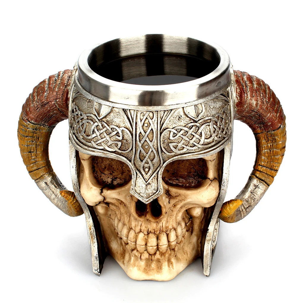 Skull and Bones Design Stainless Steel Coffee Mug Halloween Cup Gothic Drinkware