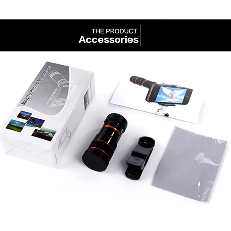 8X/12X Phone Camera Lens Universal Zoom Wide Angle Macro Fisheye Lens Telephoto Monocular for IPhone Samsung Smartphone