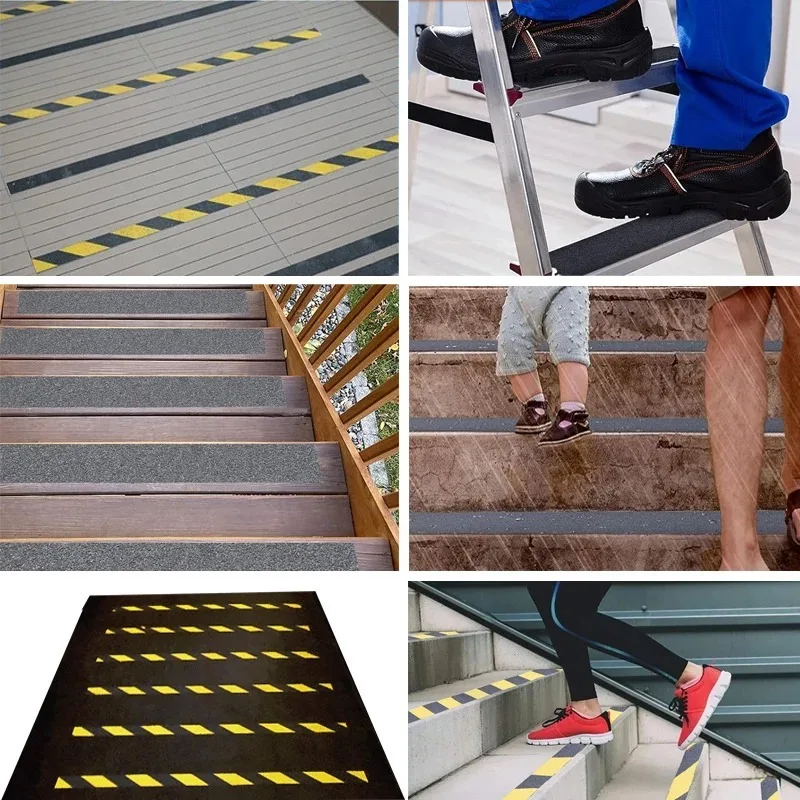 Non-Slip Stair Tape - Indoor & Outdoor Waterproof Safety Steps,80 Grit, Black，5M-ABXK