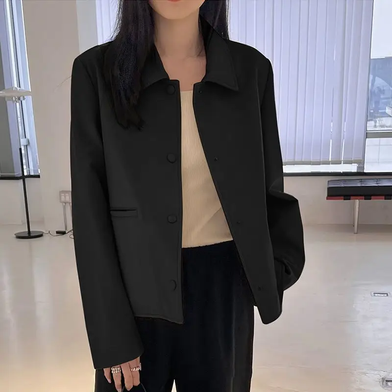 Spring Autumn Korean Chic Pu Biker Leather Jacket Women Streetwear Bomber Jacket Lapel Single-breasted Loose Jacket Outerwear