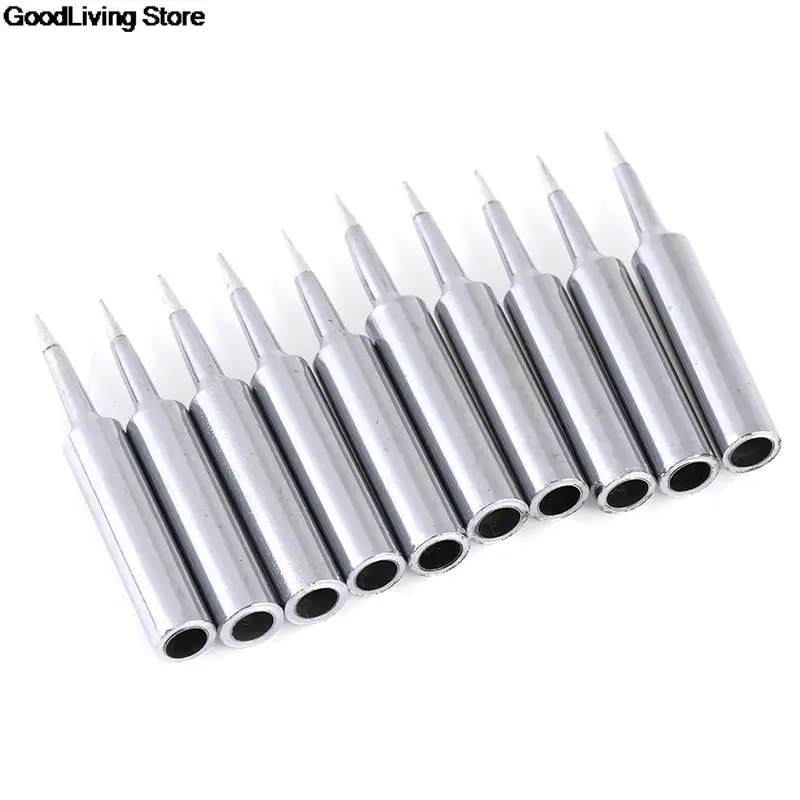 

10Pcs/Lot Hot Sale Silver Sharp Soldering Replacement de soldadura Solder Iron Tips Station Tool 900M-T-I Soldering Tips