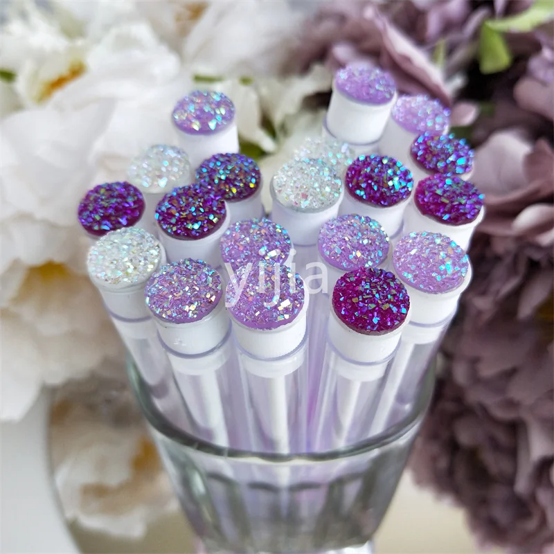

20pcs Reusable Eyelash Brush Tube Disposable Eyelash Wands Eyebrow Brush Replaceable Dust-proof Sparkling Broken Diamond Bottom