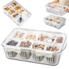 Divided Veggie Tray with Lid Fruit Snack Fridge Organizer Suitable for Refrigerator Pantry 1