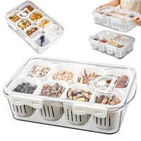 Divided Veggie Tray with Lid Fruit Snack Fridge Organizer Suitable for Refrigerator Pantry 1