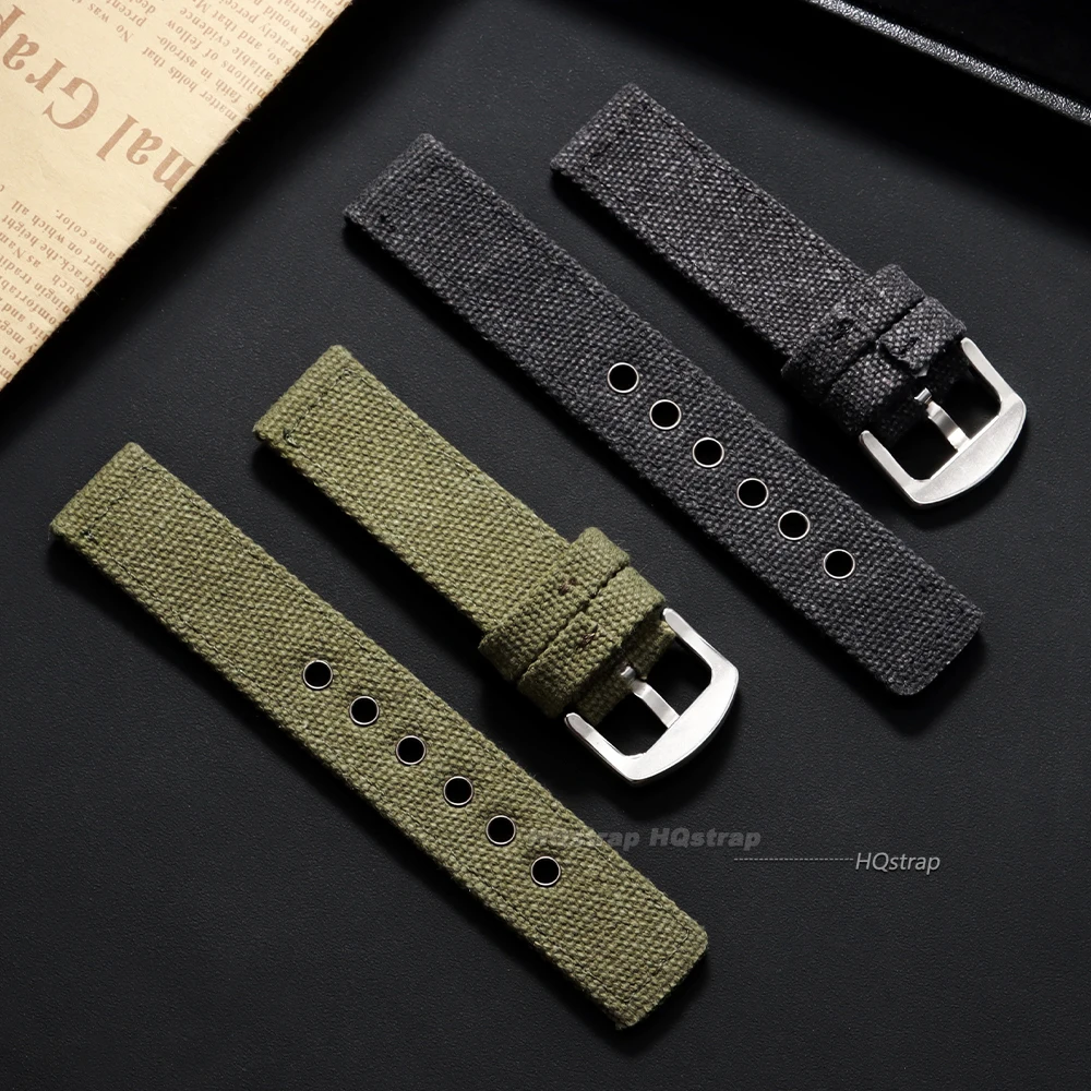 Universal Denim Canvas Nylon Watch Band - Comfortable Woven Strap for Sport and Military Styles