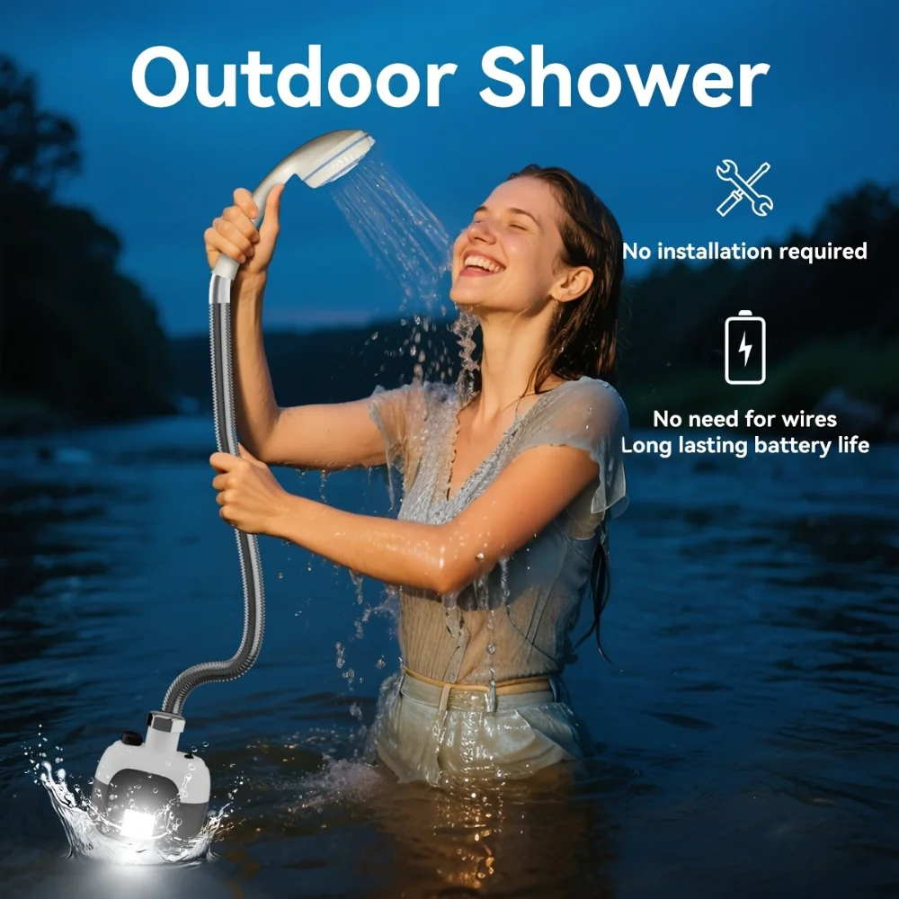 ฝักบัวกลางแจ้งหัวฝักบัวขนาดใหญ่แบบพกพา Showerhead ฝักบัวอุปกรณ์ห้องน้ําสําหรับ Camping Home Travel ใหม่ 1