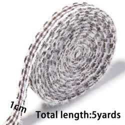 Luxurious Plaid Velvet Edge Wavy Ribbon for Gift Wrapping & DIY Crafts (Brown 1cm)