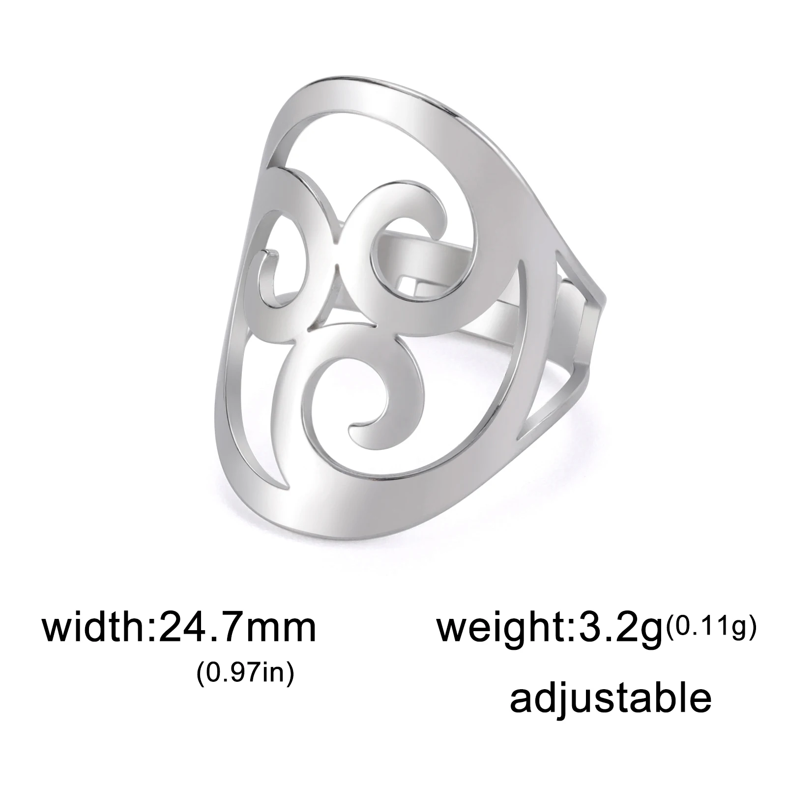 LIKGREAT Triskele Triskelion Verstelbare Vrouwen Ringen Rvs Celtics Knoop  Ringen Spiraal Amulet Ierse Sieraden Gift Nieuw In - AliExpress, image size:1601x1601