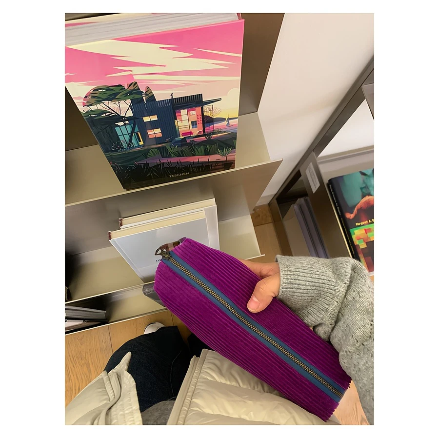 대용량 코듀로이 보관 가방 휴대용 메이크업 파우치 다기능 문구 케이스 매일 사용하는 여행용 세면도구 정리함