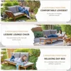 Outdoor Couch Acacia Wood Patio Couch with Adjustable Armrests,Outdoor Convertible Sofa with Removable Cushions&Pillows 4