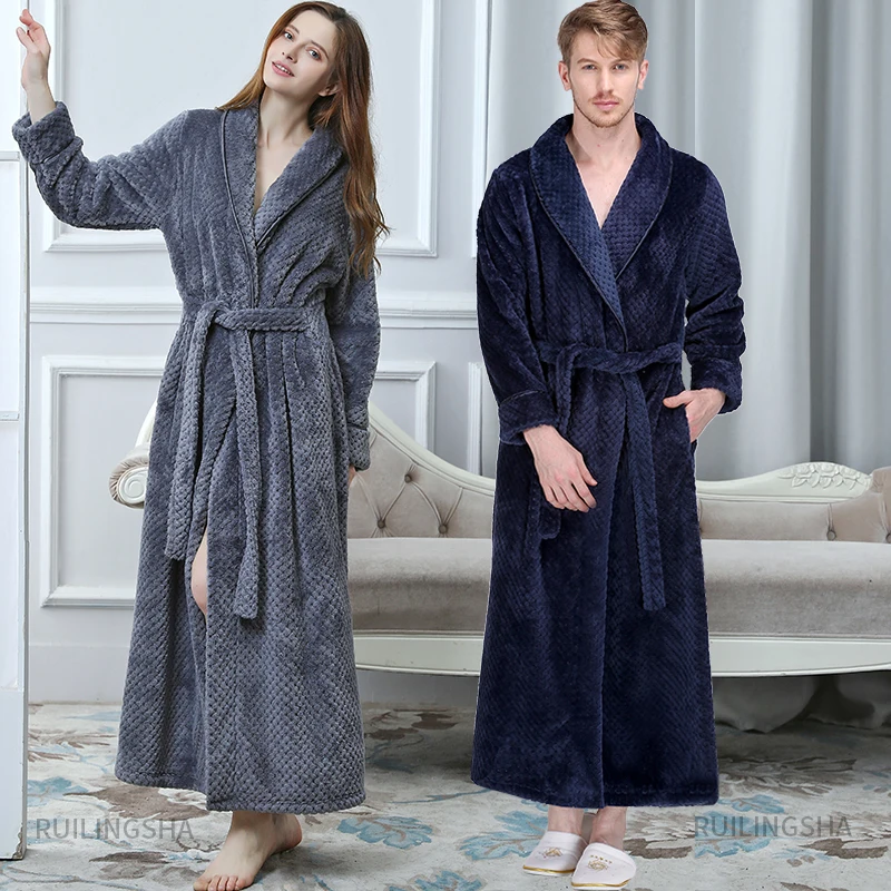Mans Dressing Gown Winter Fleece | Women Men Bathrobe Winter Robe - Men  Winter Long - Aliexpress