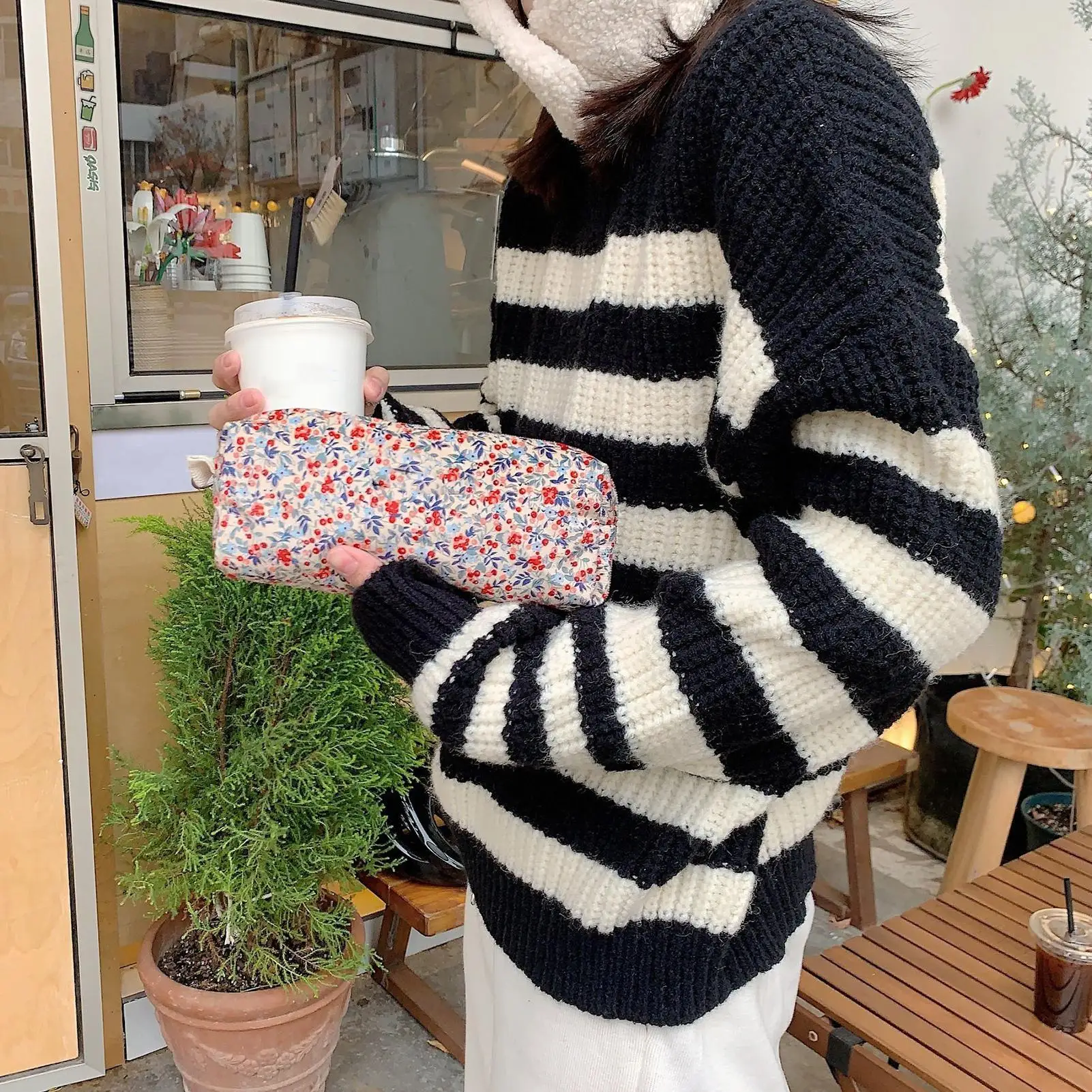 Corduroy Pencil Case 2 Pieces Cute Pencil Stationery Case 3D Floral Embroidery Holder Organizer Box For Stationery School