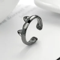 Cute Pink Enamel Cat Ear Kitten Claw Print Opening Rings For Women Girls Fashion Silver Color Animal Finger Ring Party Jewelry - Image 3